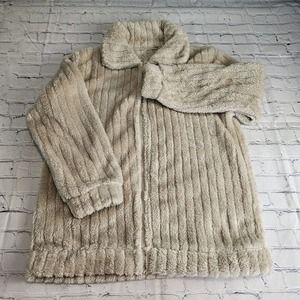 Unbranded Womens‎ Medium Jacket Cream Fuzzy Soft Full Zip Teddy Mock Neck